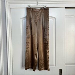 Copper Satin Cargo Pants
